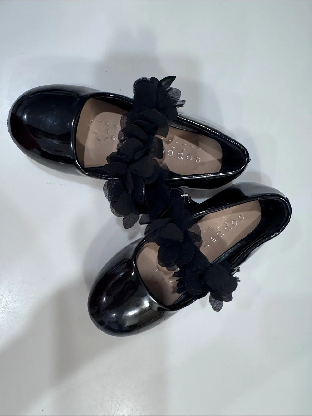 Copper Key Girls' Blossom Chiffon Patent Floral Mary Jane Flats